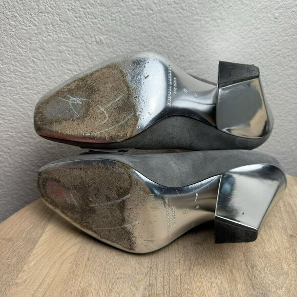Sergio Rossi Silver & Gray Heels‎ With Studded Accent Size 8 Women Pumps Suede - Picture 7 of 9